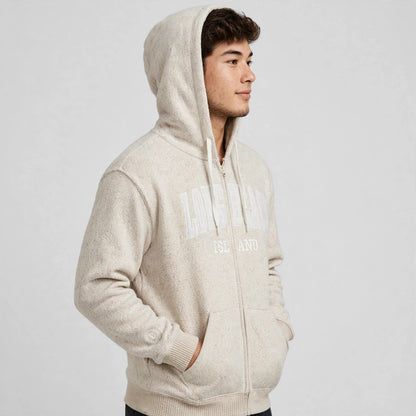 LONG BREACH Zip UP Off White Hoodie