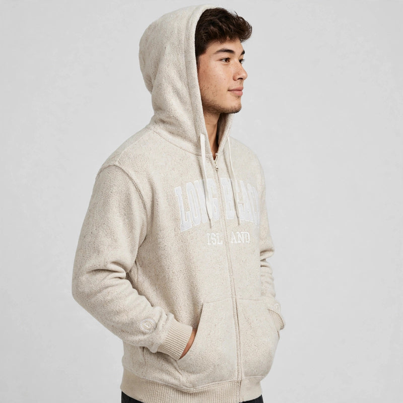 LONG BREACH Zip UP Off White Hoodie