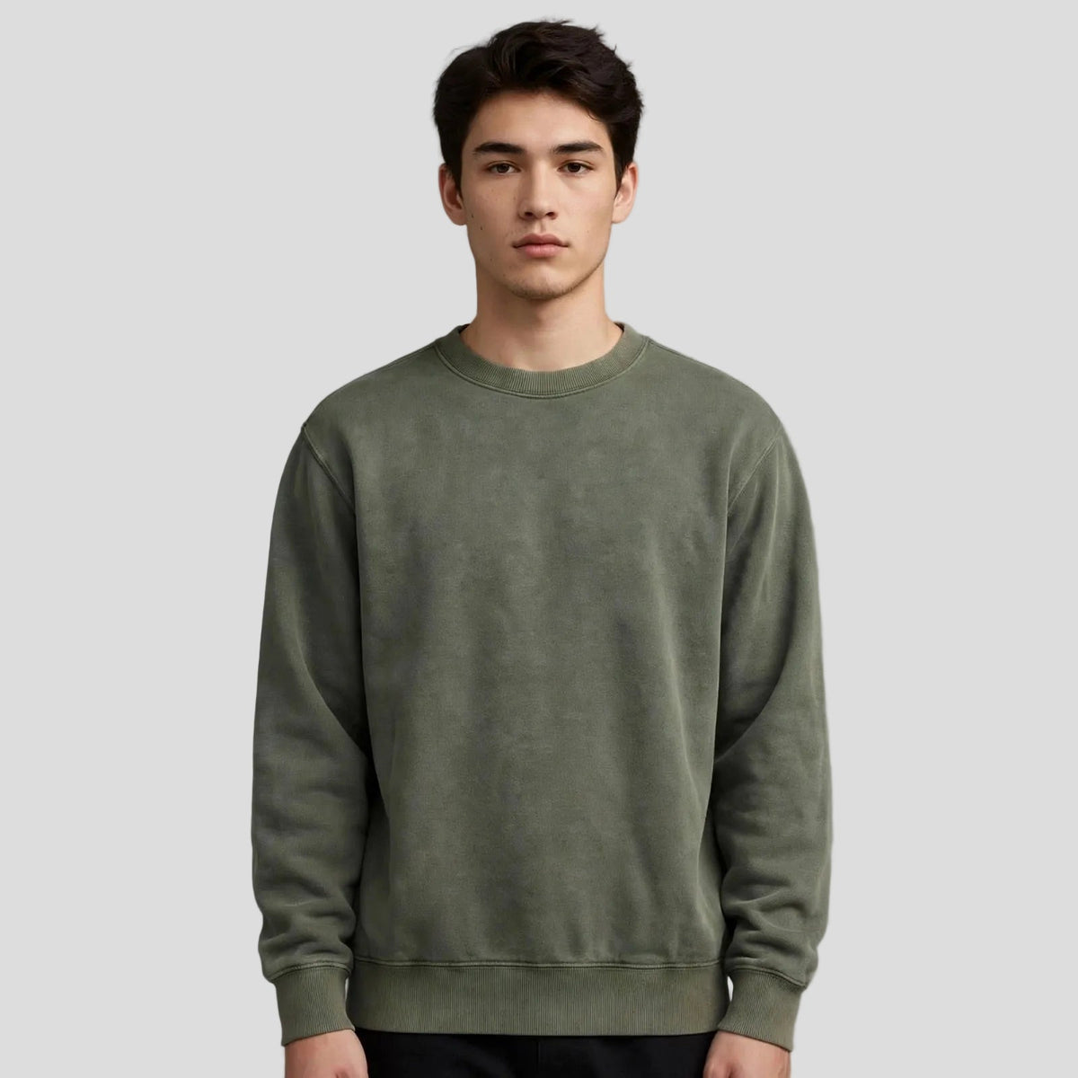 Olive Green Crew Neck SweatShirt