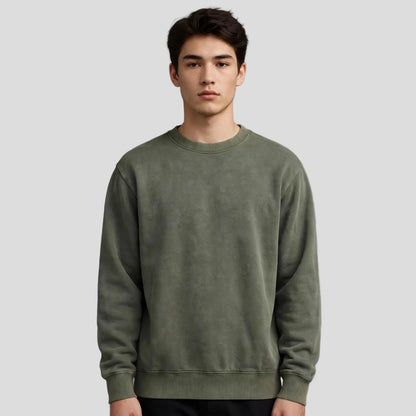 Olive Green Crew Neck SweatShirt